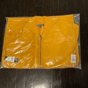 NWT New w/ Tags Men's Elwood Yellow Mustard Pleather Zip Up Jacket- Size Small